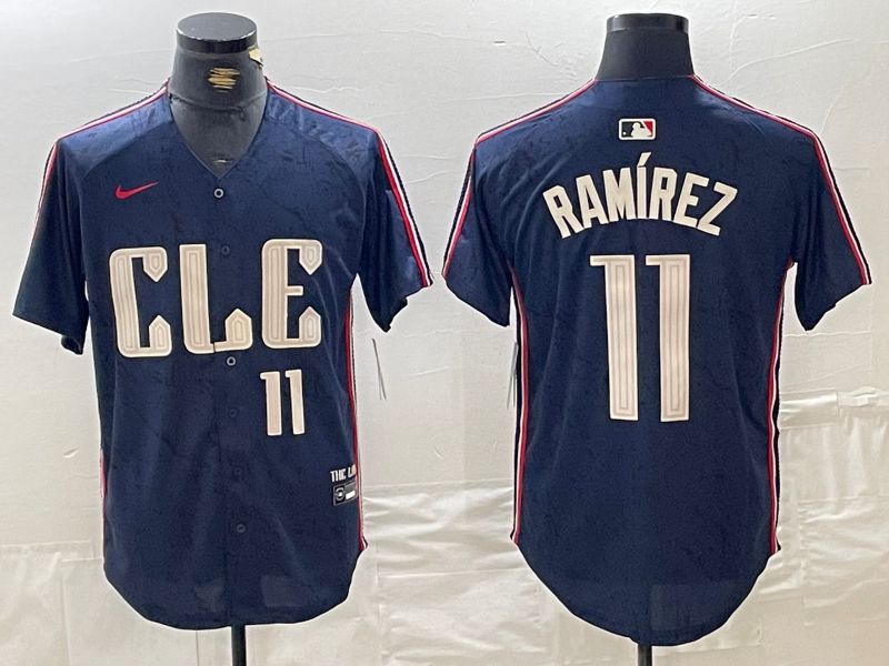 Men Cleveland Indians #11 Ramirez Blue City Edition Nike 2024 MLB Jersey style 10